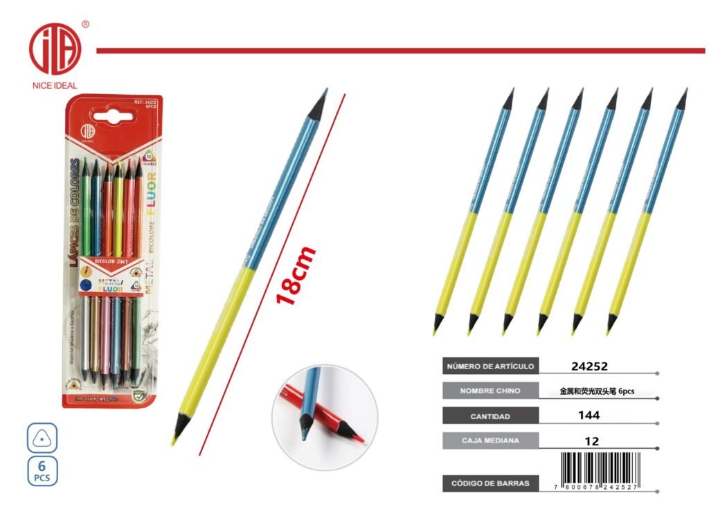 BOLíGRAFO FLUORESCENTE DE DOBLE PUNTA 6PCS