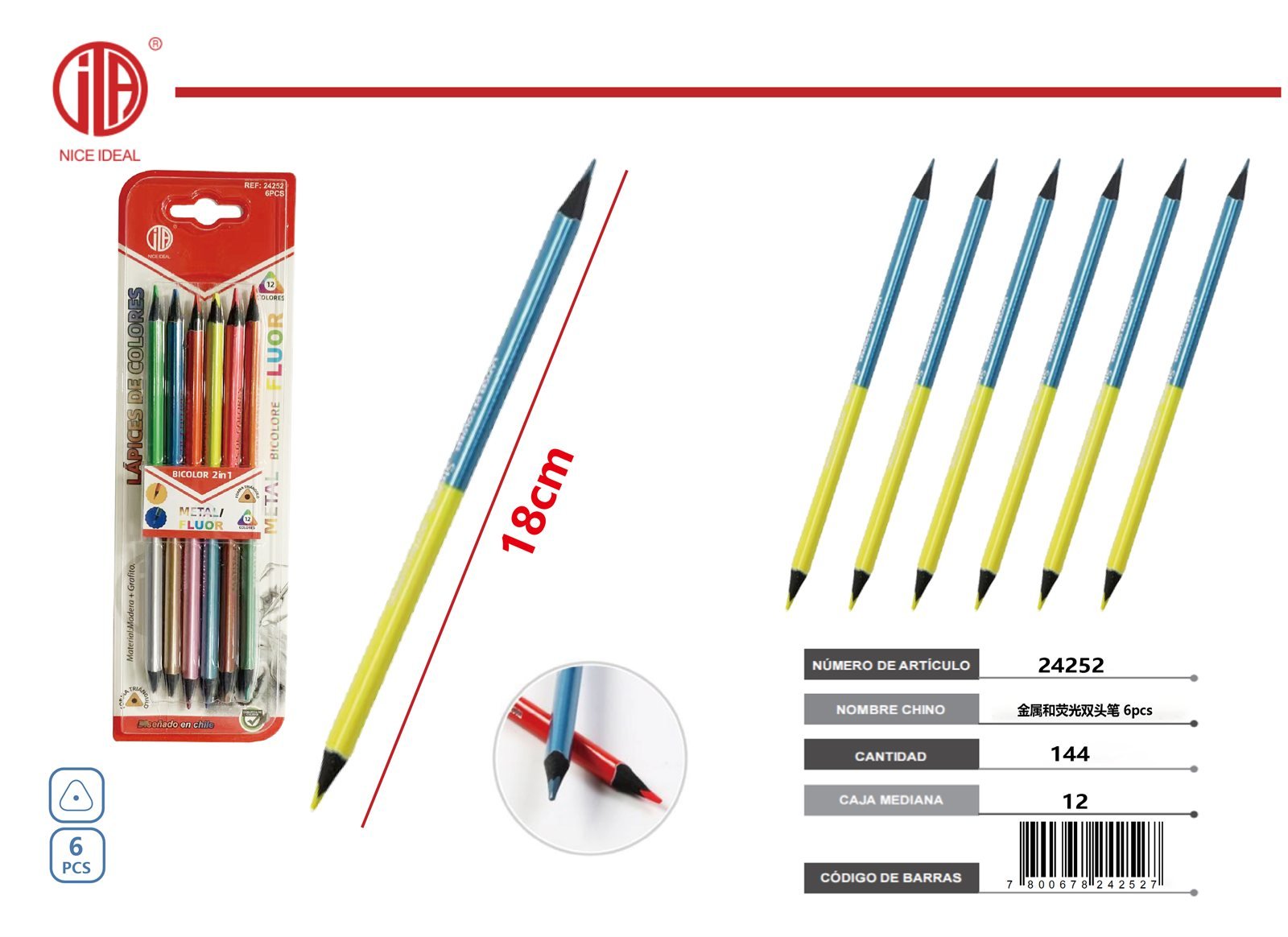 BOLíGRAFO FLUORESCENTE DE DOBLE PUNTA 6PCS