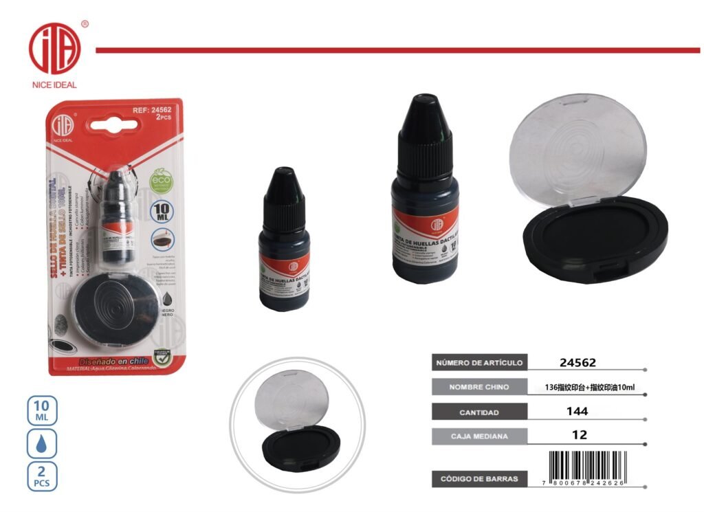 Kit de tinta para huellas dactilares, 2 piezas