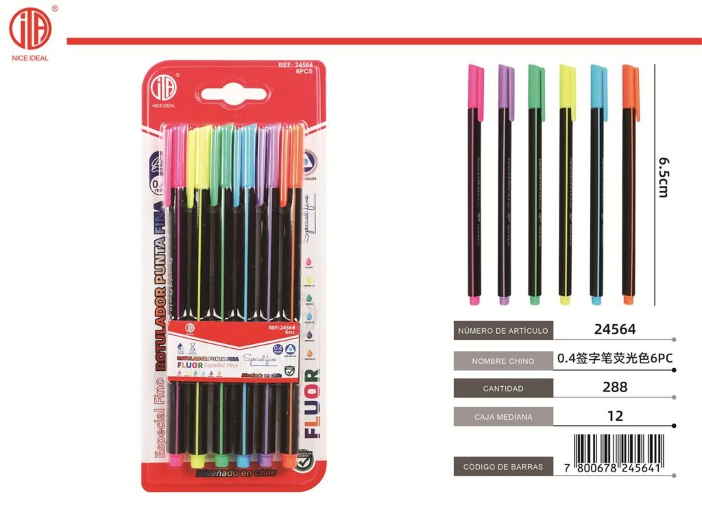 BOLíGRAFO SIGNATURE COLOR FLUORESCENTE 0.4 6PC