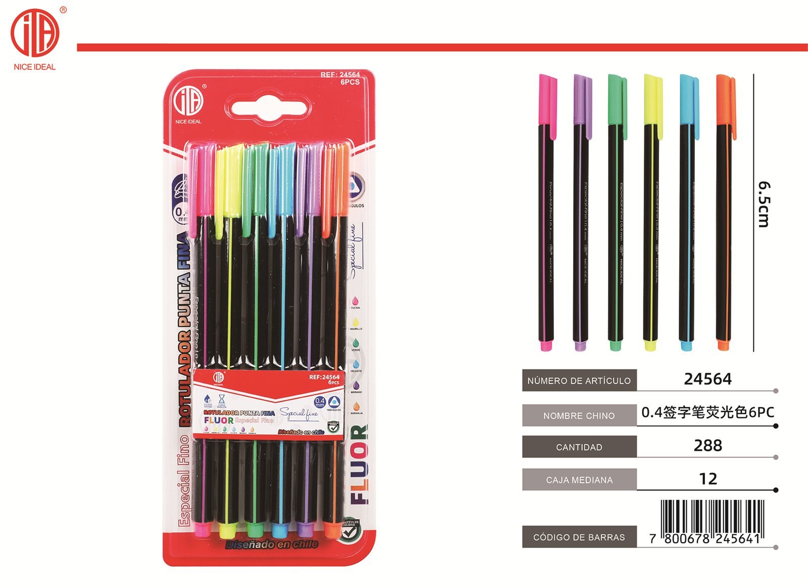 BOLíGRAFO SIGNATURE COLOR FLUORESCENTE 0.4 6PC