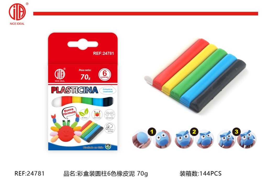 Plasticina de 6 colores, 70 g