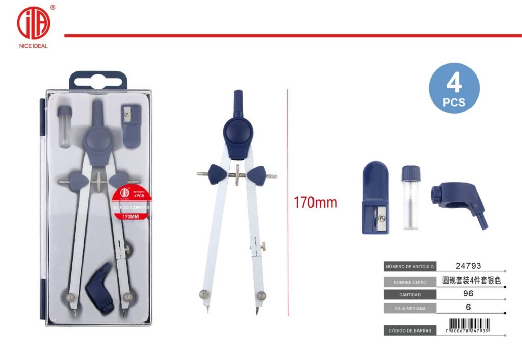 COMPAS SET 4PCS PLATEADO MI042-1 4