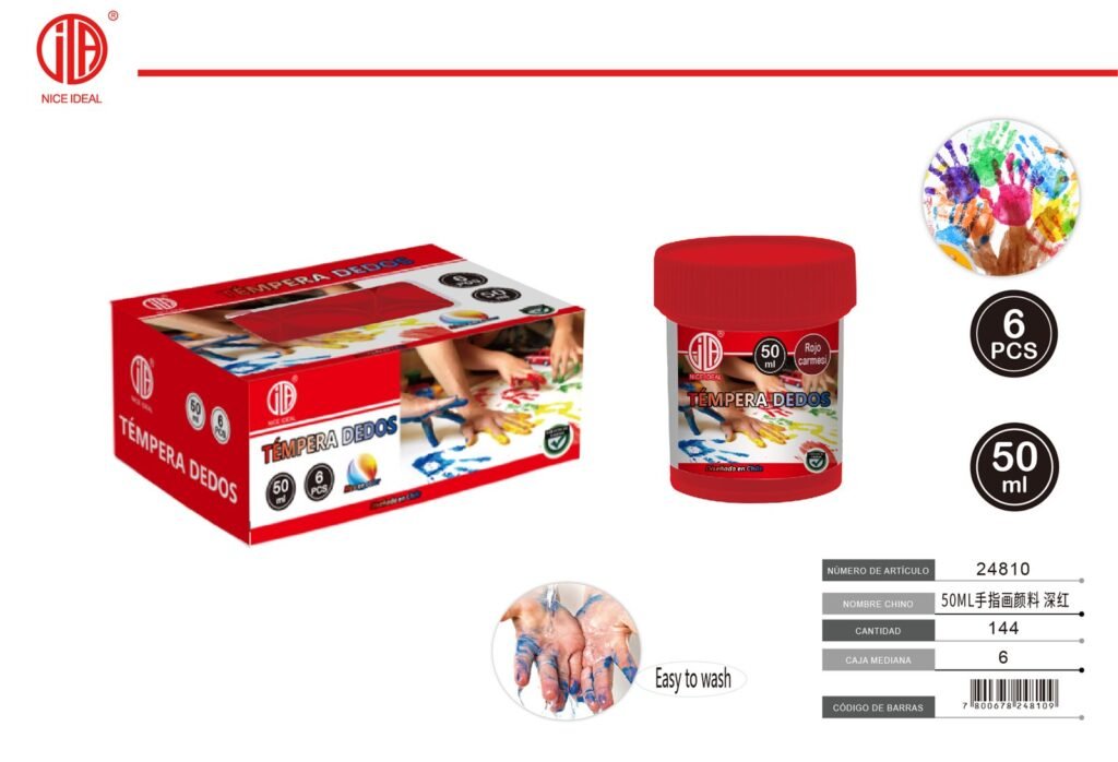 PITURA DE DEDOS COLOR ROJO OSCURO 50ML
