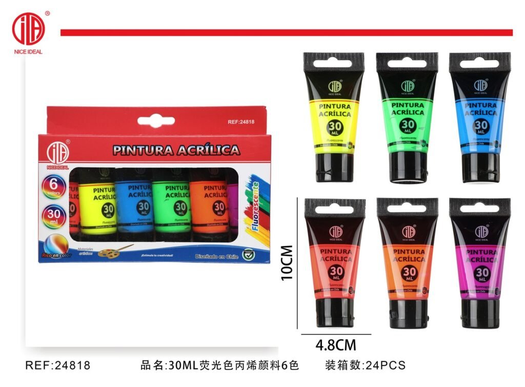 PITURA ACRILICO COLOR FLOURESCENTE MEZCLADOS 30ML 6