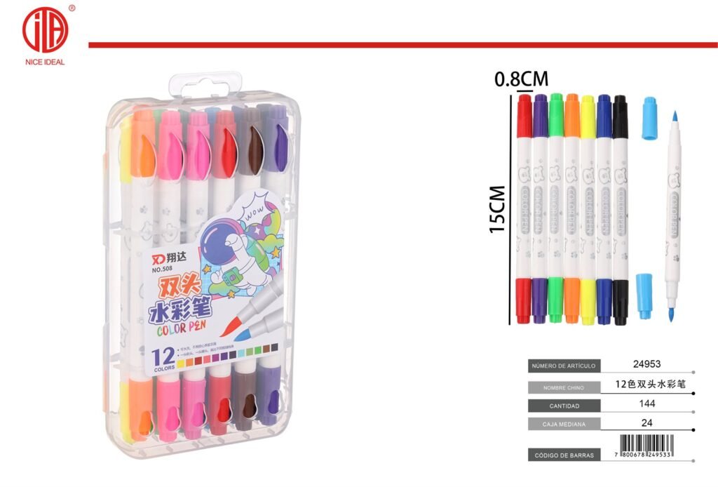 Marcadores de doble punta, 12 colores