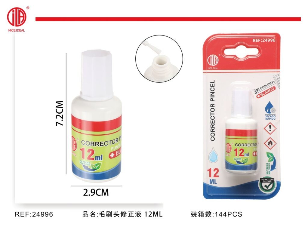 Corrector líquido con pincel, 12 ml