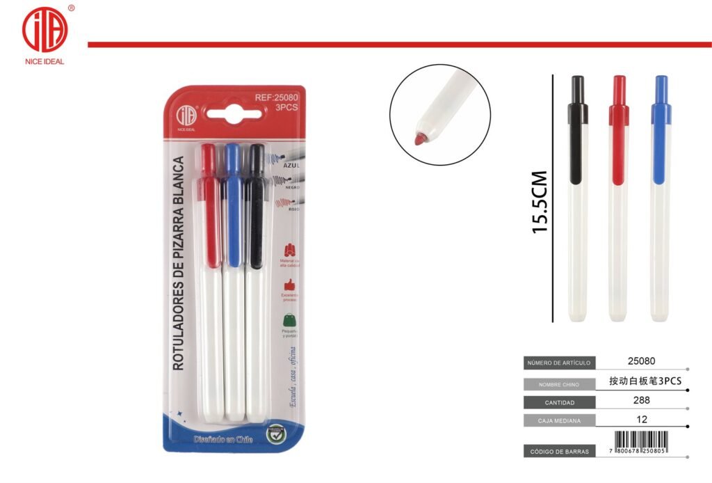 MARCADOR DE PIZARRA BLANCA WB-60 3PCS