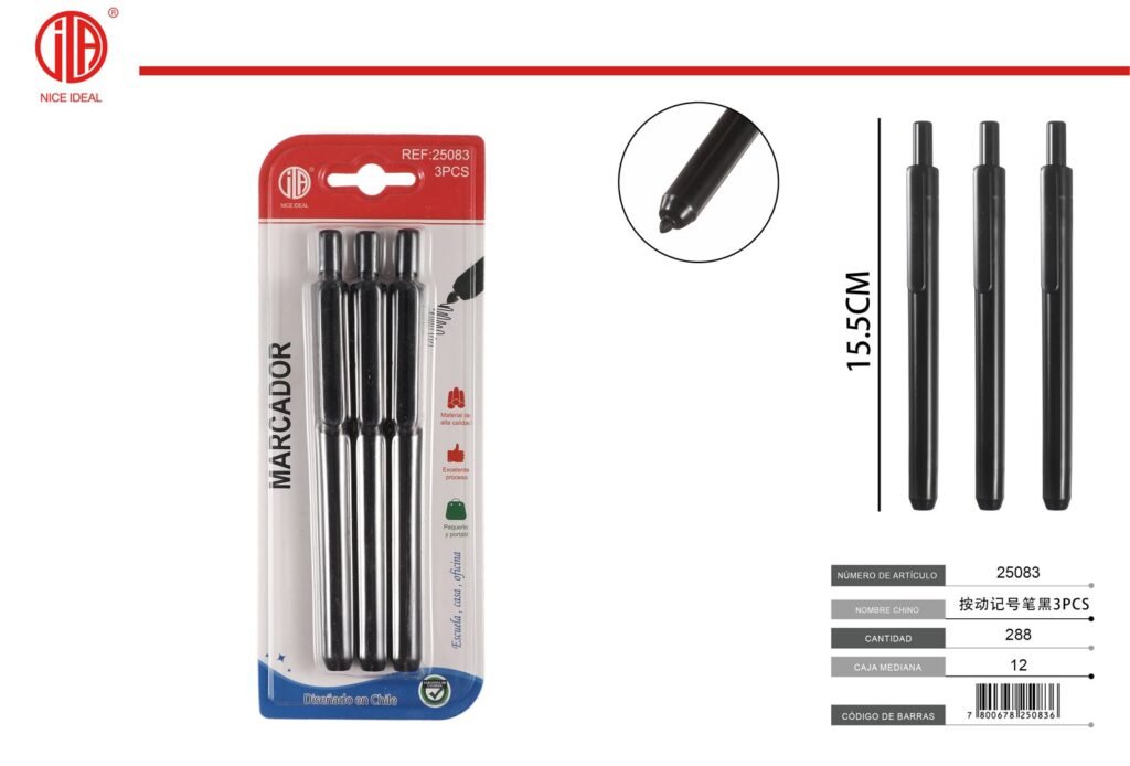 ROTULADOR NEGRO 3PCS M-09 3PCS