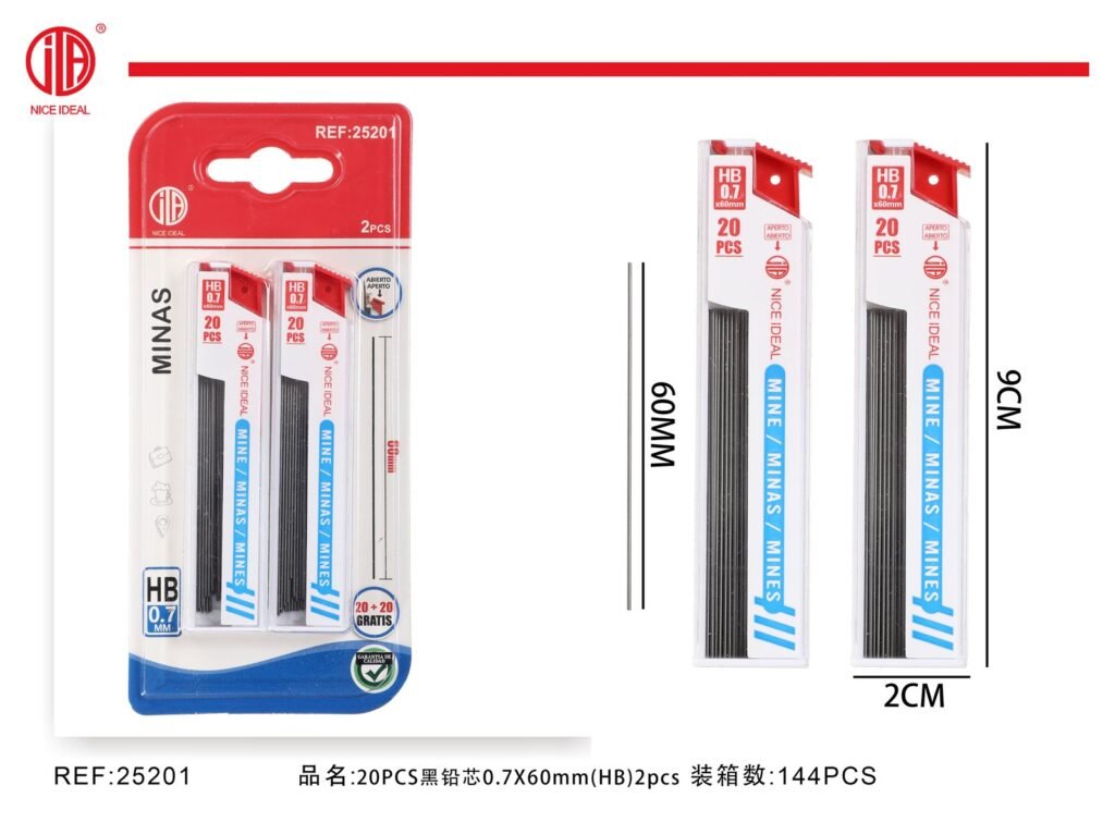 MINA DE PORTAMINAS 20PC 0.7MMX60MM HB 2PC
