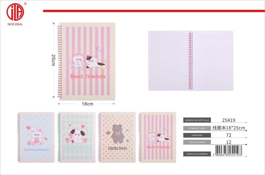 CUADERNO DE ESPIRAL 18*25 TXBX14408B5-1 18*25