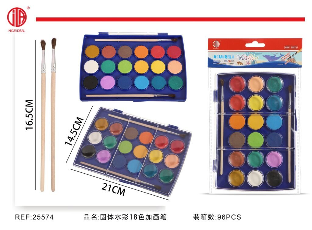 ACUARELAS SóLIDAS 18 COLORES CON PINCELES 18