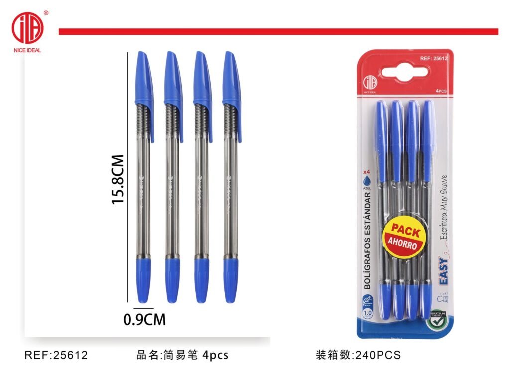 BOLíGRAFO SIMPLE 4 PIEZAS 4PCS 4