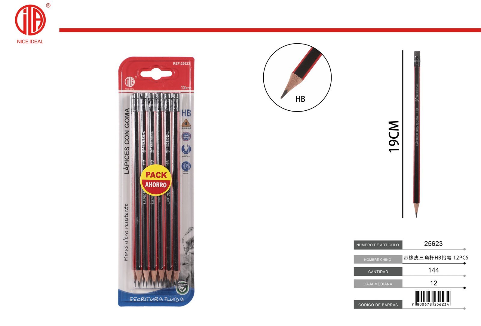 LáPIZ HB 12 UDS. CON BORRADOR 2652 HB 12PCS