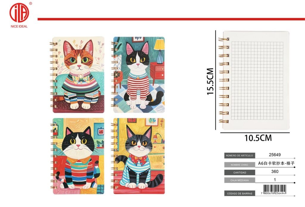 CUADERNO BLANDO DE CARTULINA BLANCA TAMA O A6 - CUADRíCULA A6