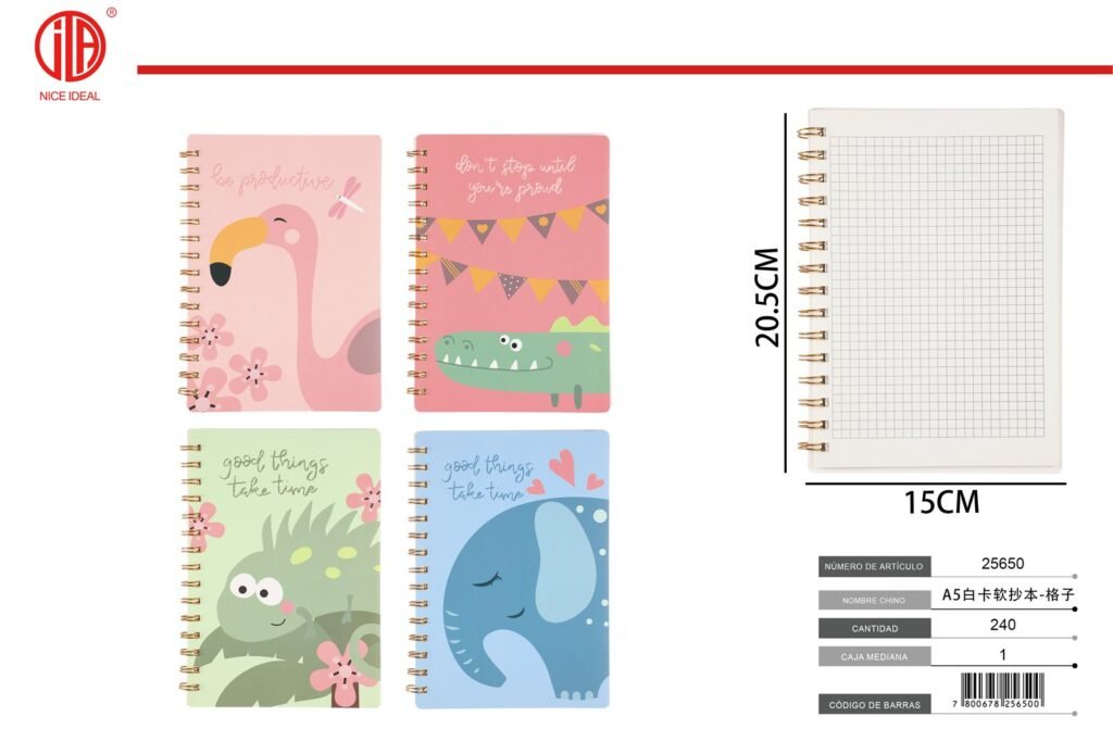 CUADERNO BLANDO DE CARTULINA BLANCA TAMA O A5 - CUADRíCULA A5