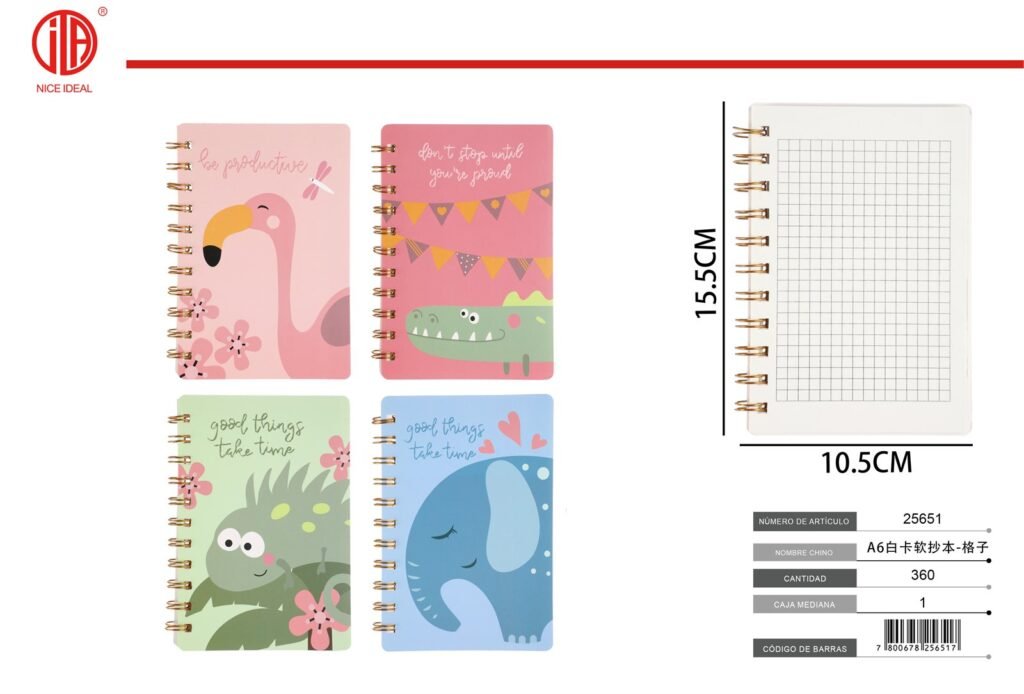 CUADERNO BLANDO DE CARTULINA BLANCA TAMA O A6 - CUADRíCULAA6