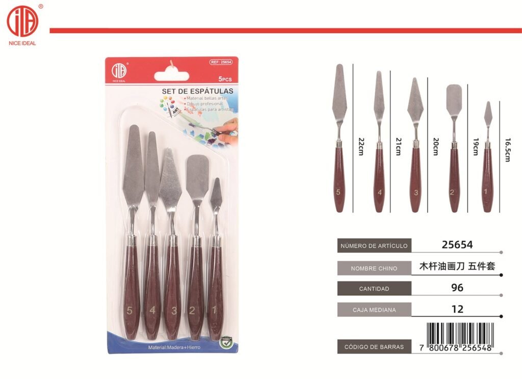 CUCHILLO DE MADERA PARA PINTAR AL óLEO 5 PIEZAS 5PC 1-2-3-4-5