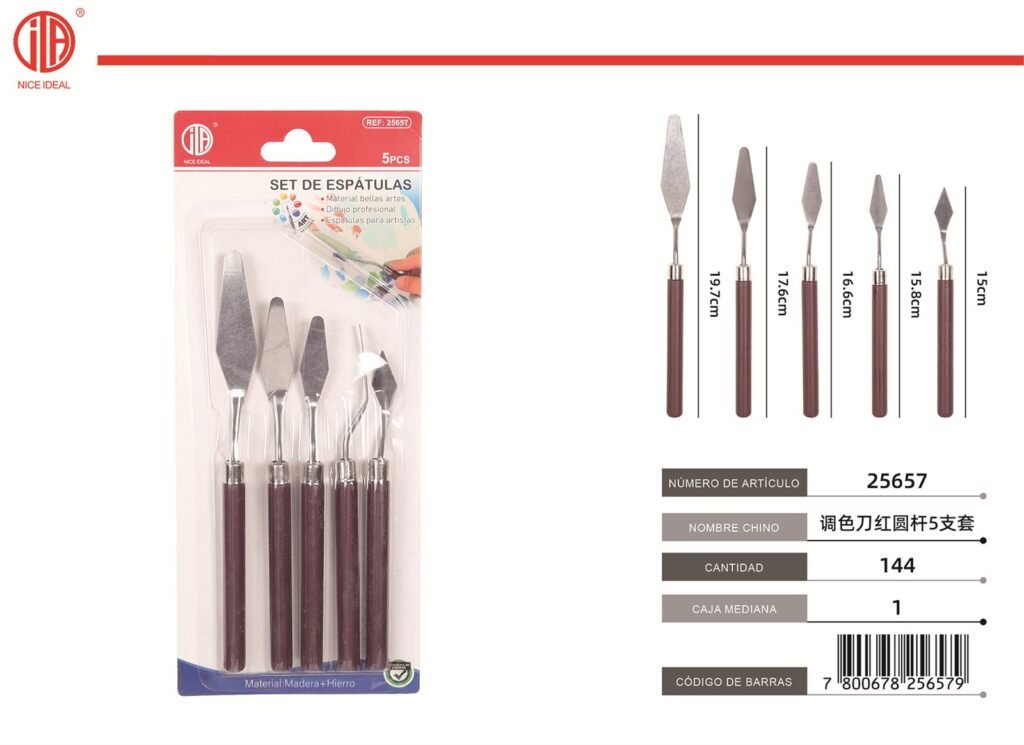 JUEGO DE 5 ESPáTULAS DE PALETA DE COLOR ROJO CON VARILLAS REDONDAS 5
