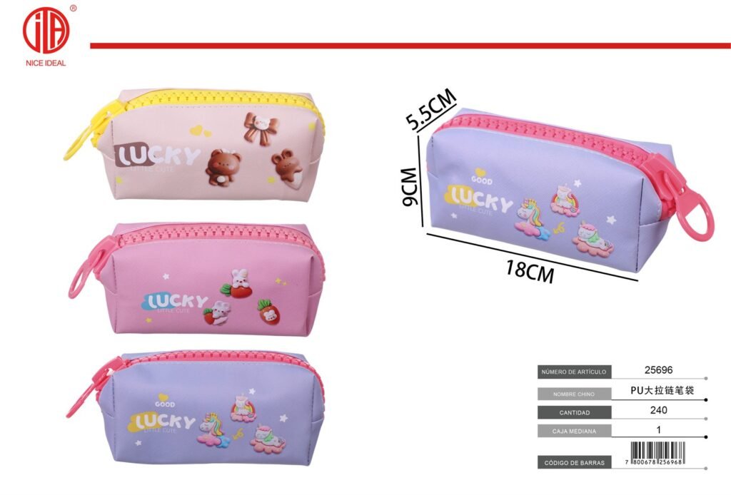 ESTUCHE GRANDE DE PU CON CREMALLERA PARA LáPICES PU
