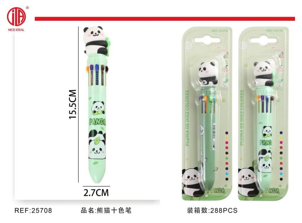 Lápiz de 10 colores diseño panda, 15,5 cm