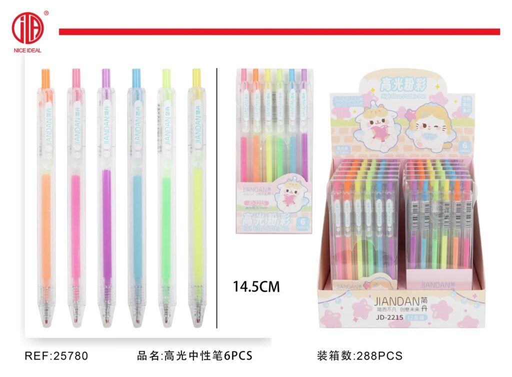 BOLíGRAFO DE GEL DE ALTO BRILLO 6PCS