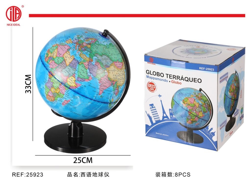 Globo terráqueo de escritorio, 25 cm