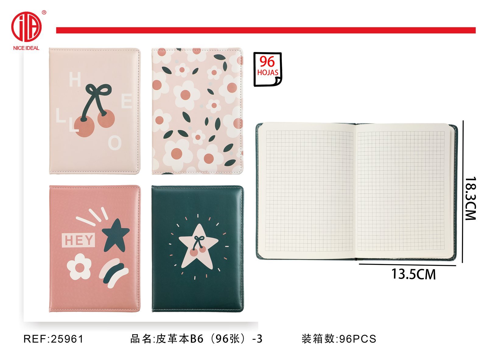 Cuaderno de cubierta de cuero B6 96Hoja -3