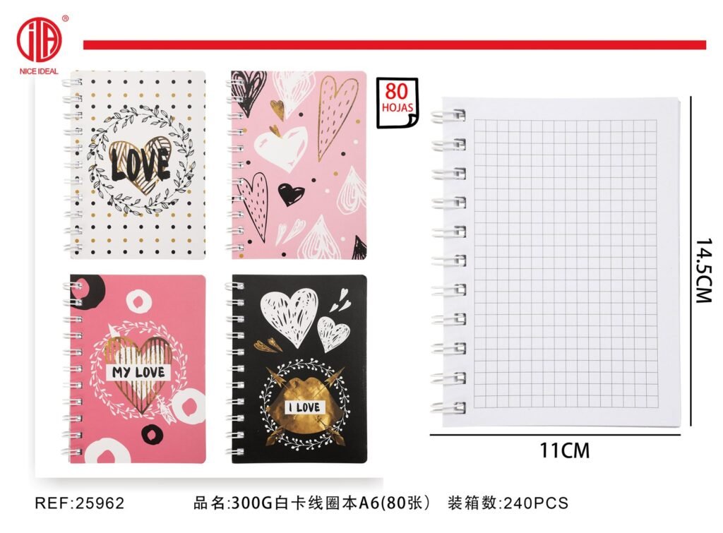 Cuaderno de enrollado 300g tamano A6 Hoja 80