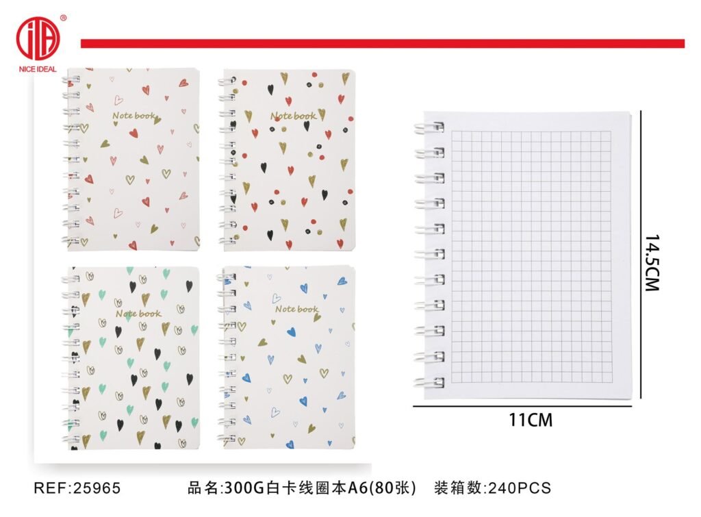 Cuaderno de enrollado 300g tamano A6 Hoja 80