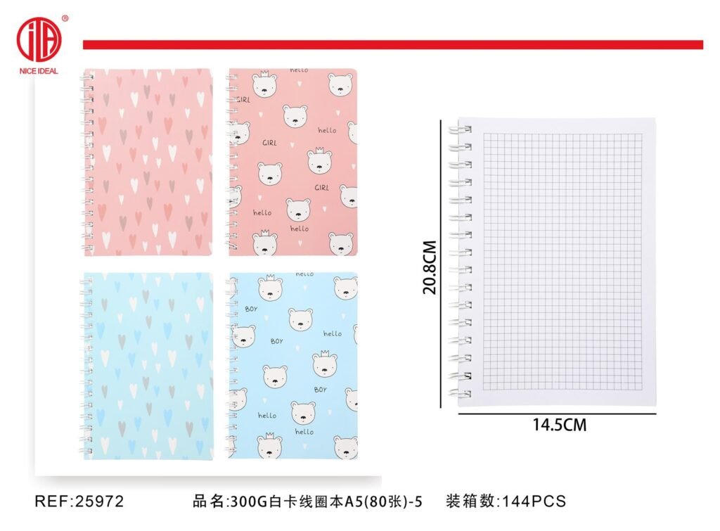 Cuaderno de enrollado 300g tamano A5 Hoja 80