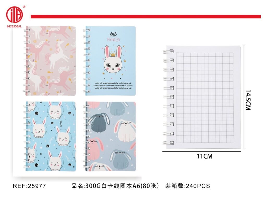 Cuaderno de enrollado 300g tamano A6 Hoja 80