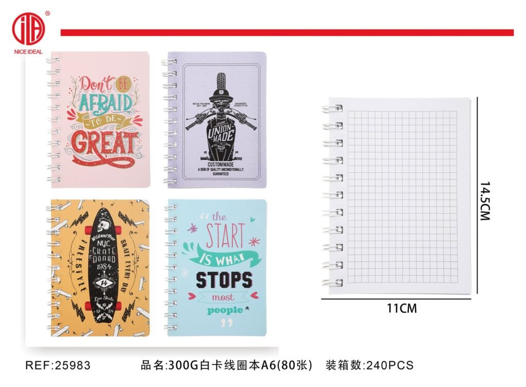 Cuaderno de enrollado 300g tamano A6 Hoja 80