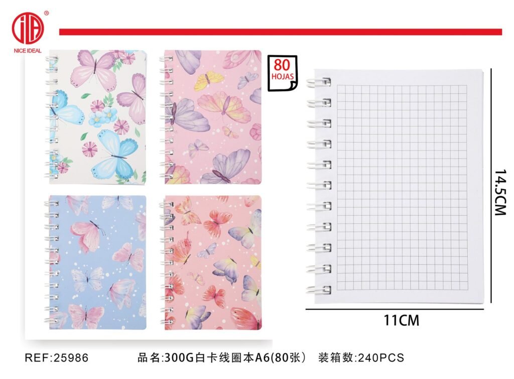 Cuaderno de enrollado 300g tamano A6 Hoja 80