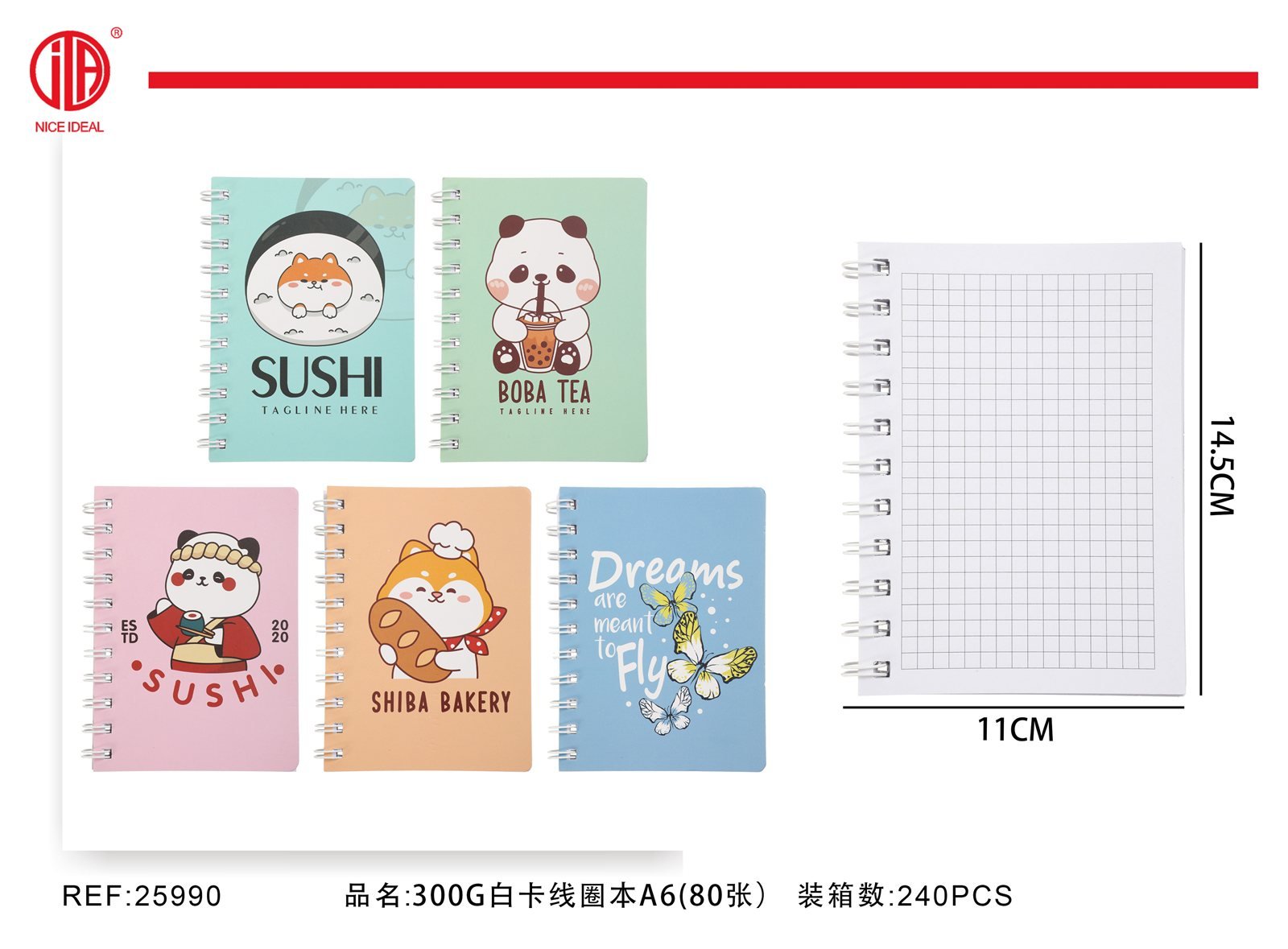 Cuaderno de enrollado 300g tamano A6 Hoja 80