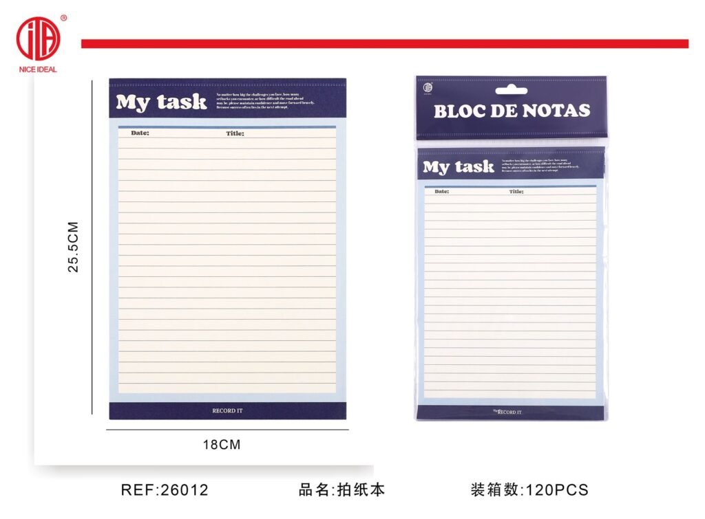 Bloc planificador de tareas rayado, formato grande