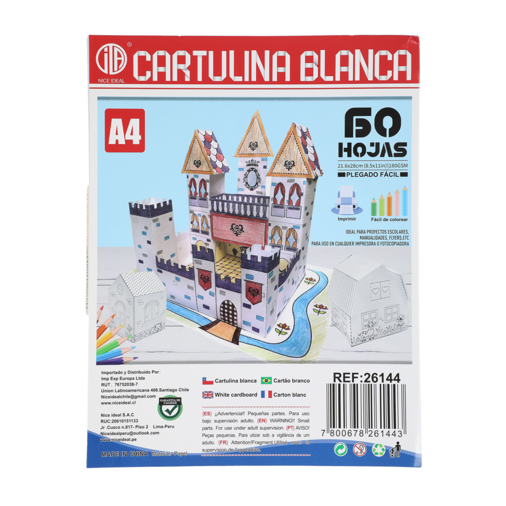 Papel Cartulina Blanca A4 60hojas 180g