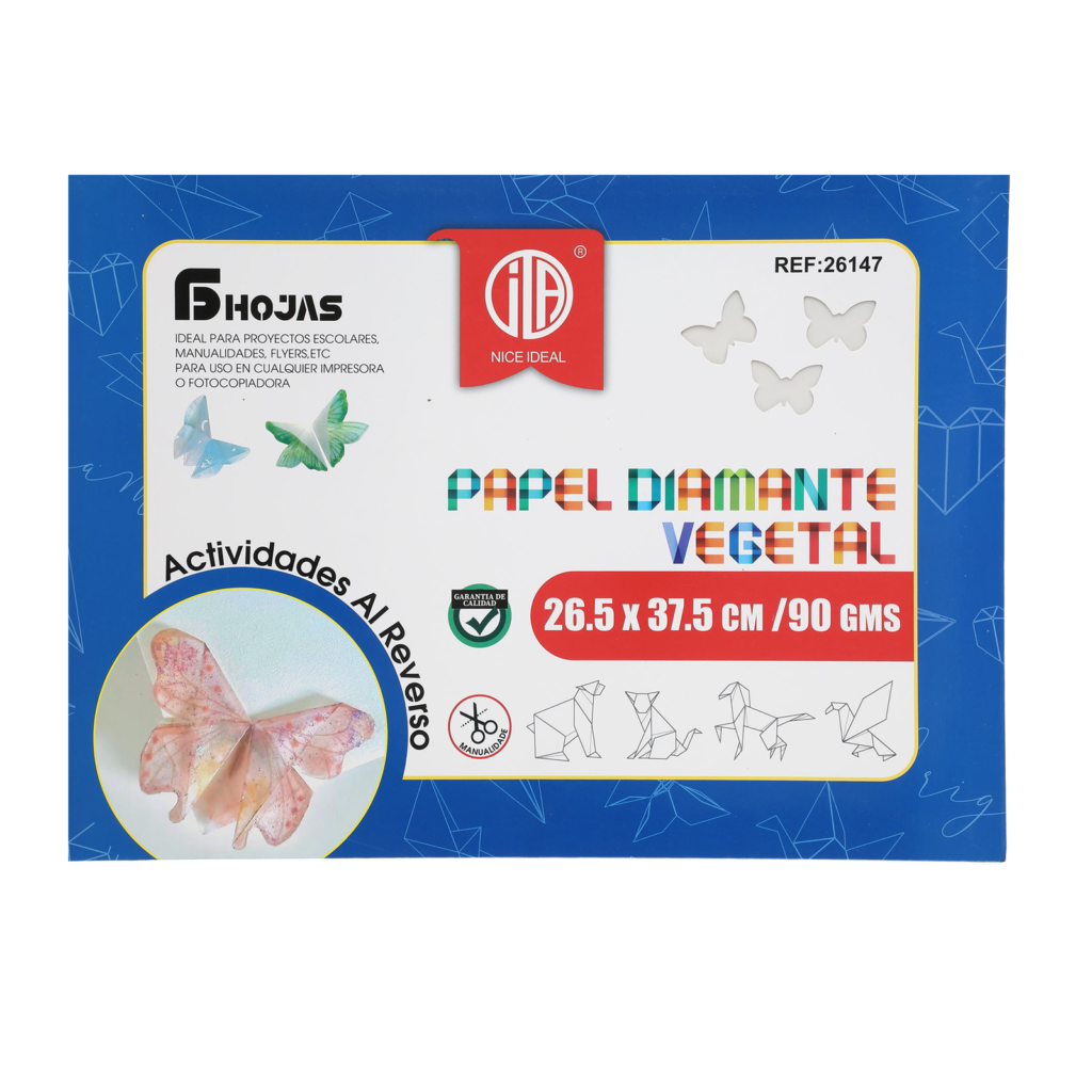 Papel Diamante Vegetal 6hojas 26.5x37.5cm 90gms