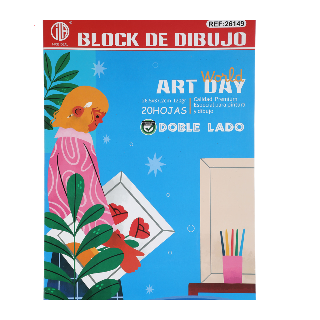 Bolck de dibujo Doble lado 25.5x37.2cm 120gr 20hojas