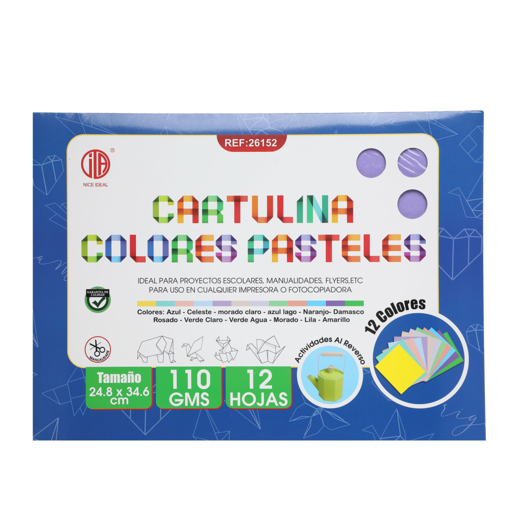 Cartulina Colores Pasteles 12hojas 24.8x34.6cm 110g