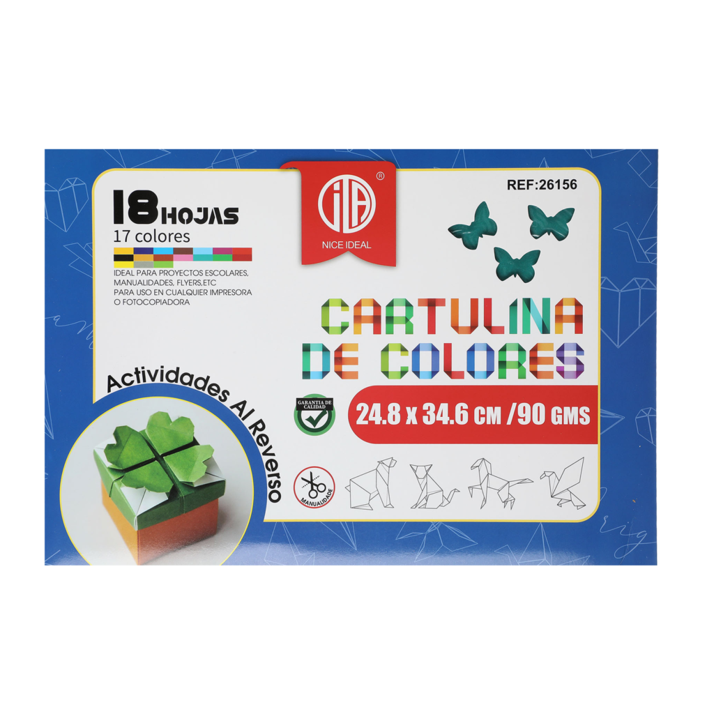 Cartulina de Colores 24.8x34.6cm 18hojas 90g