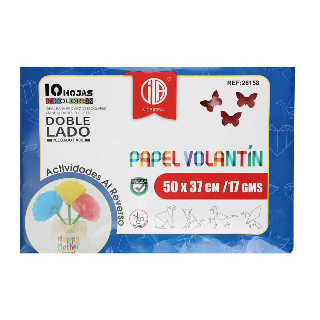 Papel Volantina Doble Lado 6colores 10hojas 50X37cm 17g