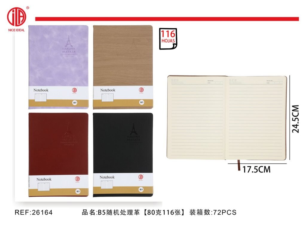 Cuaderno de notas B5 80g 116 Hojas