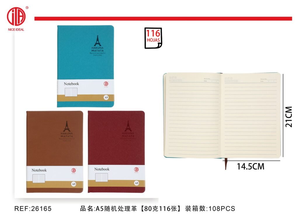 Cuaderno de notas A5 80g 116 Hojas