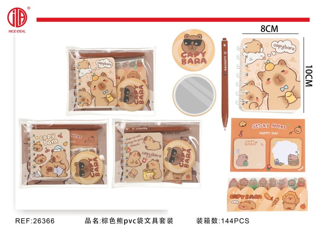 Set de papelería en estuche PVC, capibara