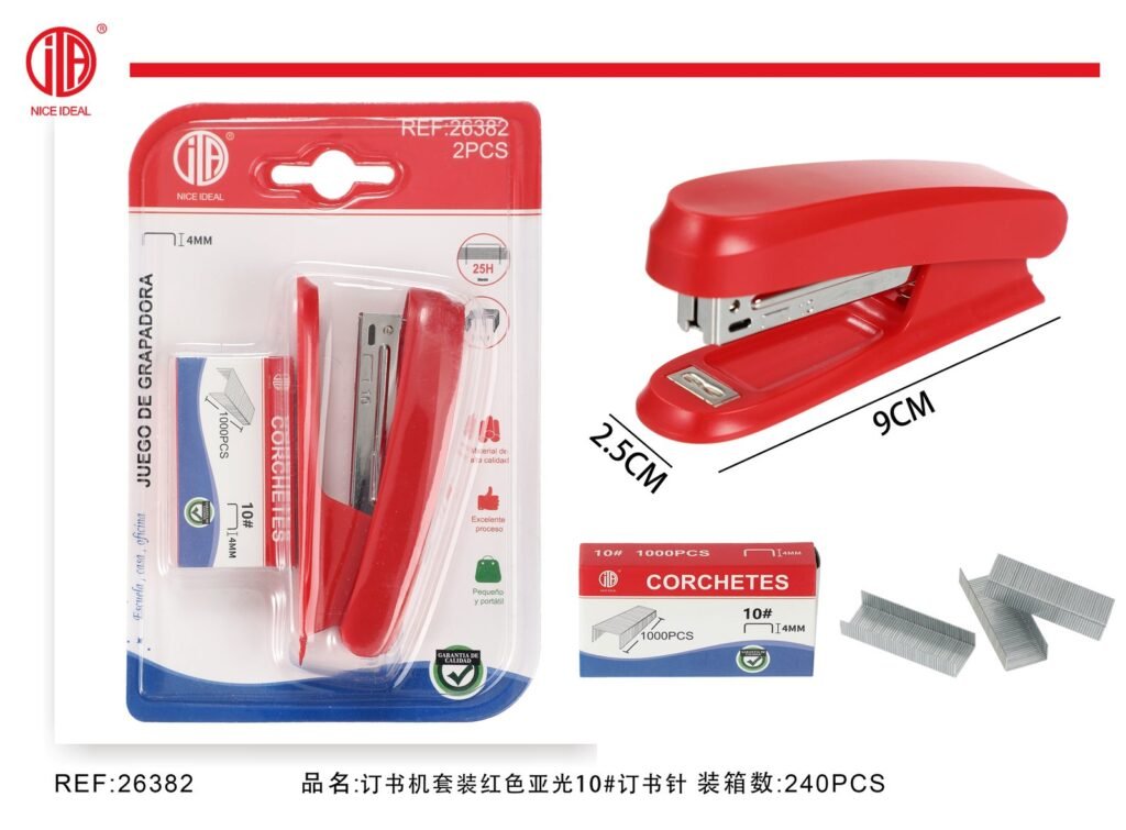 Set de engrapadora y grapas rojo