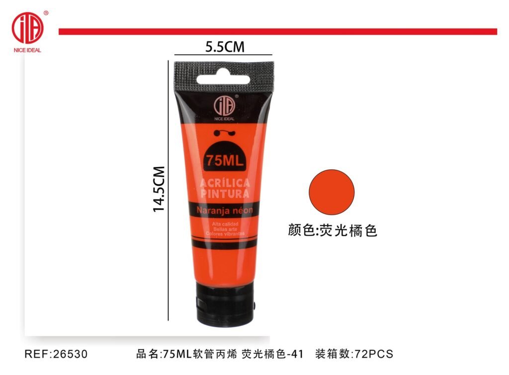 pintura acrilica -naranja fluorescente 75ml