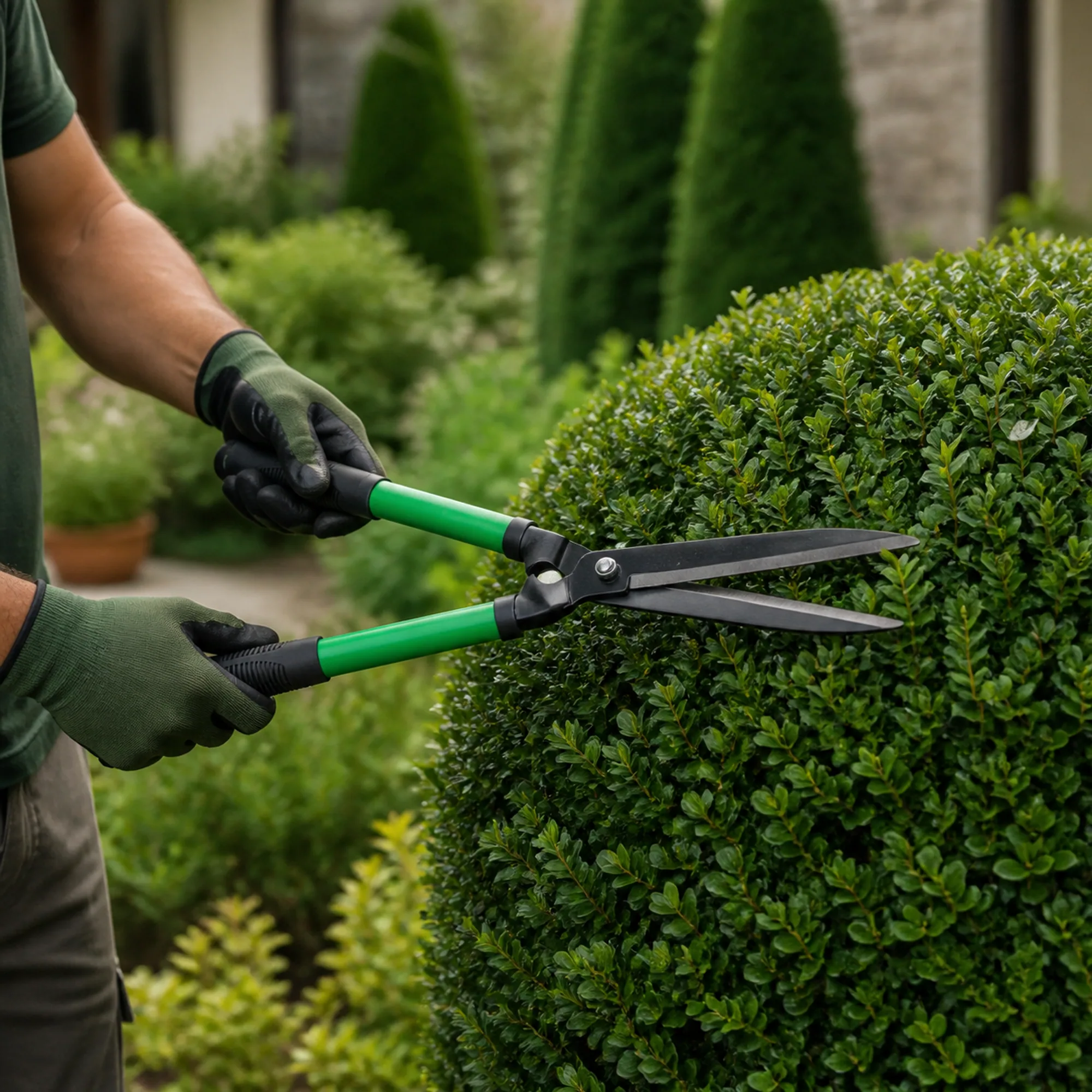 Tijera de podar SKU 40045 utilizada en una escena de jardinería, imagen 4