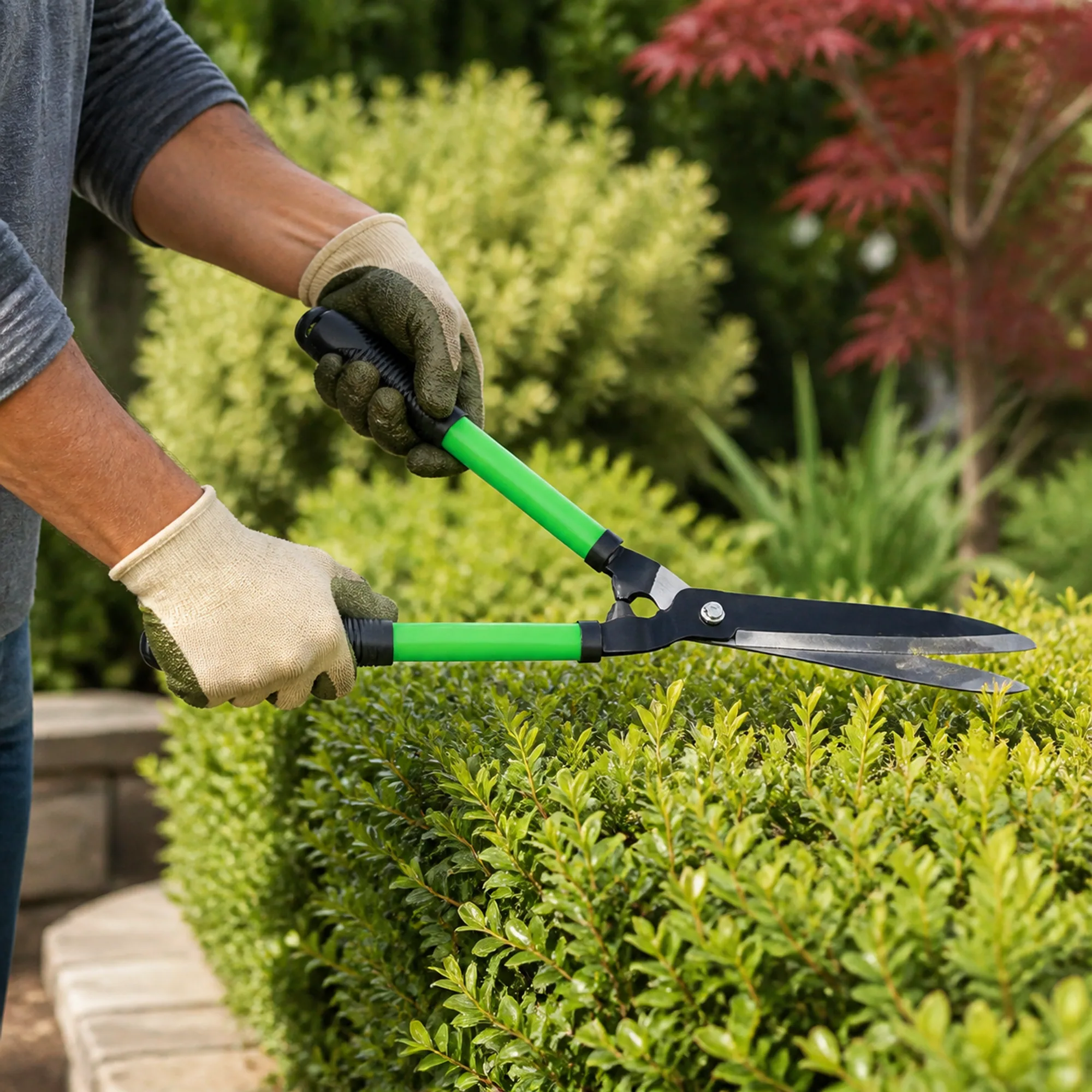 Tijera de podar SKU 40045 utilizada en una escena de jardinería, imagen 3