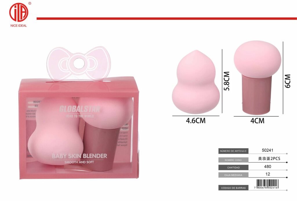Set de esponjas de maquillaje con soporte, 2 piezas